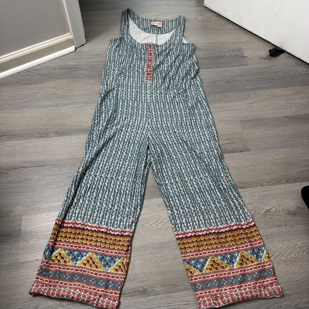 Anthropologie Saturday Sunday Sz S Lizzy Jumpsuit Batik Aztec Sleeveless Cotton